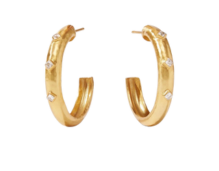 Noel Stone Hoop, Medium Gold CZ