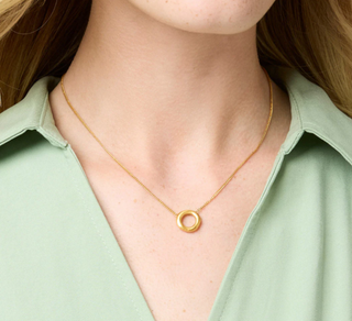 Wave Circle Delicate Necklace, Gold OS