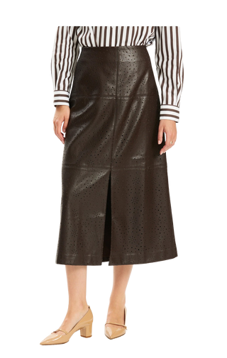 Phoebe Punched Vegan Leather Skirt, Demitasse
