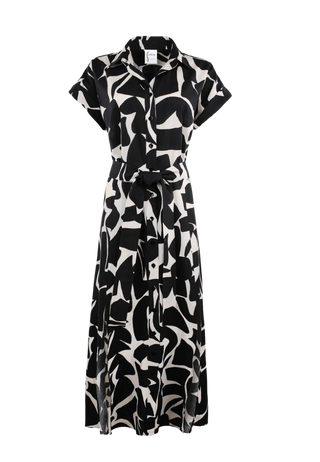Chantal Dress Puzzle Print, Natural/Blue