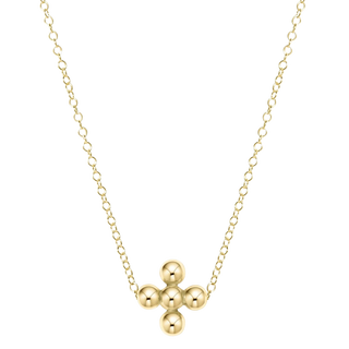 16" Necklace Gold, Classic Beaded 3mm Signature Cross