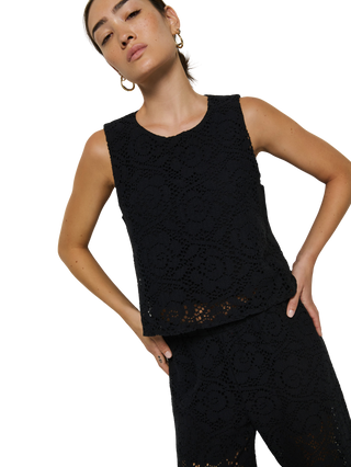 Sheri Lace Tank, Jet Black
