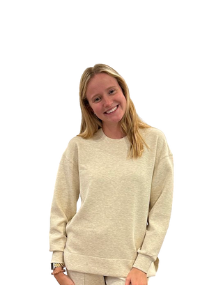 Brushed AE Crewneck Top, Heather Cream