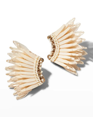 Mini Madeline Raffia Earrings, White
