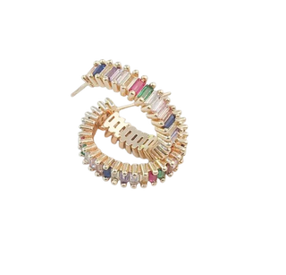 Colored Pave Hoop CZ Border 24MM