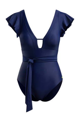 Flutter Sleeve Swimsuit, Blu Assoluto