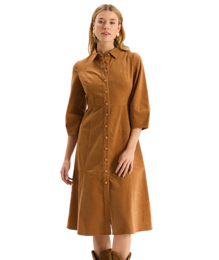 Beth Pinwale Cord Midi, Leather Brown