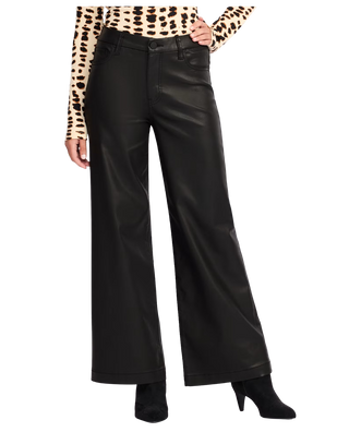 Meg High Rise Fab Ab Wide Leg Wide Hem, Matte Black
