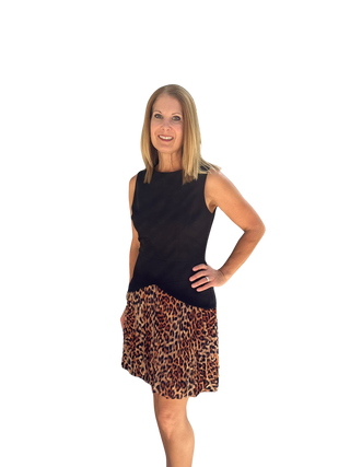 Haddy Leopard Print Pleated Mini Dress, Multi