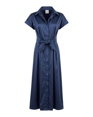Long Rocky Dress Sueded Back Satin, Navy
