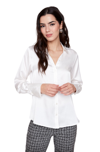 R5198-373 Waffle Texture Blouse, Creme
