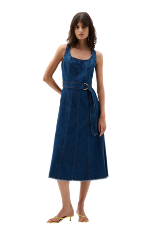Fit & Flare Belted Dress, Denim Monkee's of Winter Park Fit & Flare Belted Dress, Denim Monkee's of Winter Park