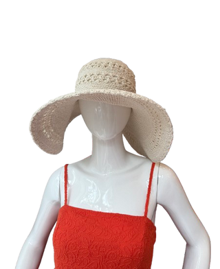 Women's Crochet XL Brim Hat w/ SC, Natural