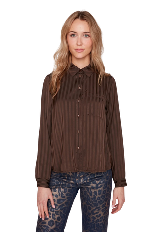R5295-914 Satin Shadow Blouse, Chocolate
