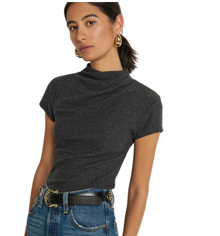 Katie Draped Top, Heather Charcoal
