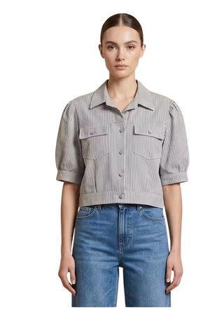 Valeria Top, Charcoal Stripes