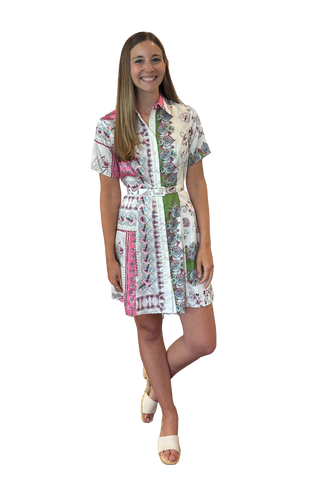 Marlee Dress, Pink Green Combo
