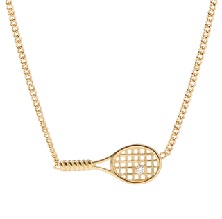 Tennis Racquet Delicate Necklace, Gold