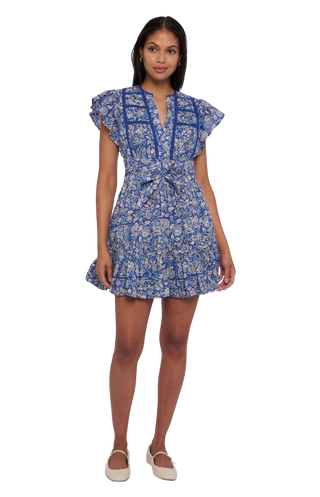Madelyn Mini Dress, Queenie Blue Block Print