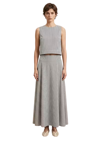 Willow Skirt, Charcoal Stripes