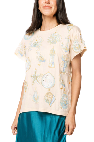 Ivory Beach Sea Shell Ornament Tee