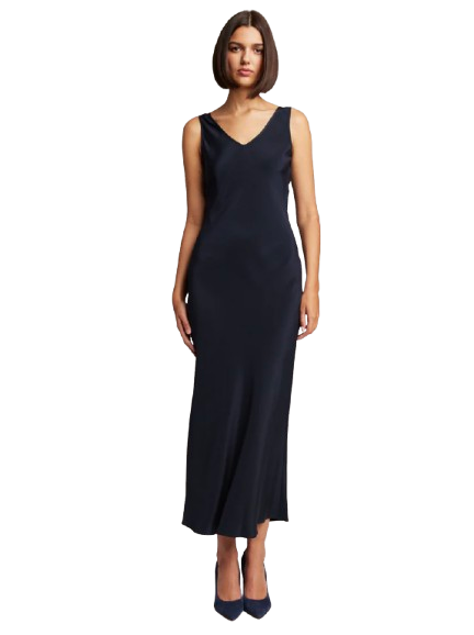Double V Bias Cut Slip Dress, Pacific Blue XS Double V Bias Cut Slip Dress, Pacific Blue XS