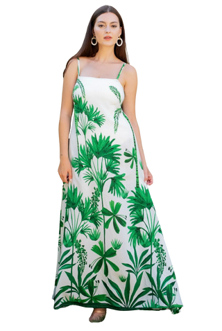 Giselle Dress, Green Bali Jungle