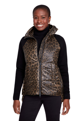 R3953R-E3034 Reversible Vest, Black/Leopard