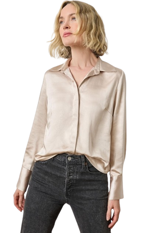 Satin Button Down, Angora