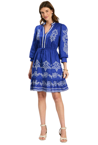 Rona Linen Dress, Blu