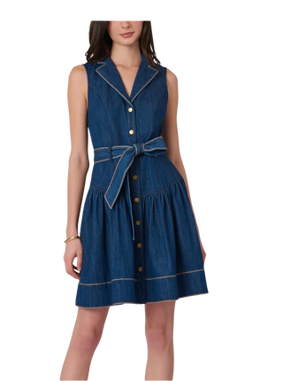 Mae Dress, Denim/Neutral Multi