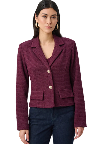 Bouclé Notched Collar Blazer, Elderberry