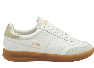 Stadia Leather Sneakers, White/Gold/Gum