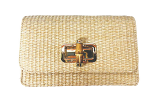 Lilly - Straw Clutch - Bamboo Toggle - Ws - Natural