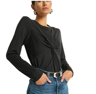 Marion Twist Front Tee, Jet Black