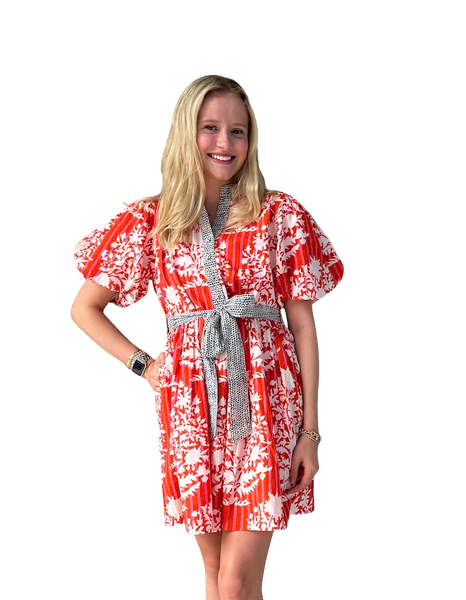 【PORTERNA】Marty puff long one piece SRT1924 Puff Sleeve Print Dress, RA – Monkee's of Winter Park