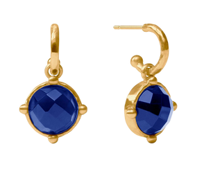 Honeybee Hoop & Charm Earring - Iridescent Sapphire Blue