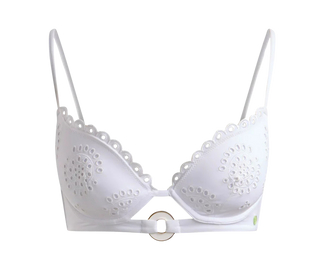 Broderie Bikini Top, Bianco