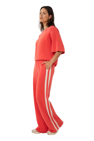 Wide Stripe Trousers, Chili Red