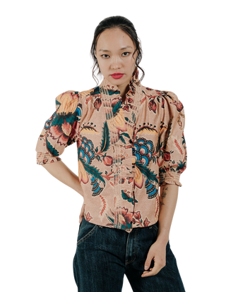 Zuri Top Short Sleeve, Aster Harvest Print