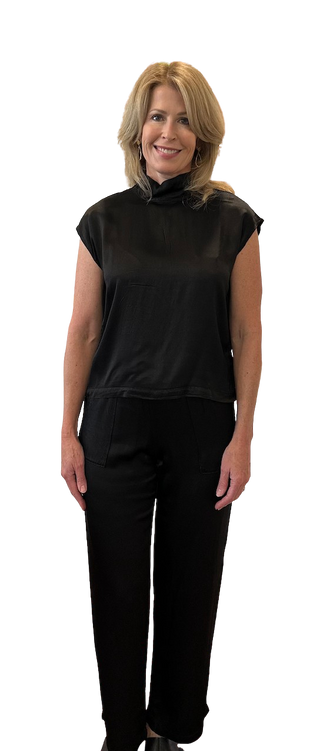 Mock Neck Muscle Tee, Black