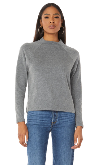 Raglan Mock Buttonslv, Dk Grey
