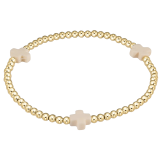 Extends Signature Cross Gold 3mm Bracelet, Off White