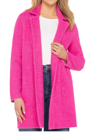 LS Open Front Sweater Coat, DP Raspberry