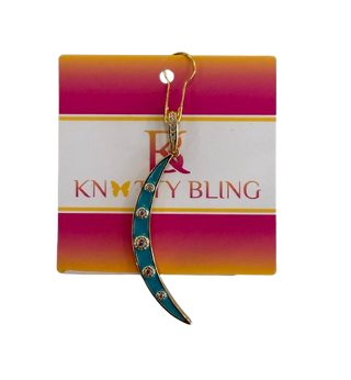 Enamel Crescent/CZ Charm, Turquoise