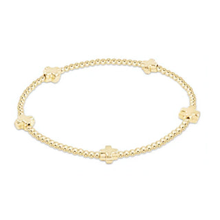 Signature Cross Small Gold 2mm Bead Bracelet - Gold