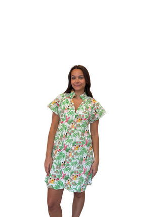 Vacation Scene Print Dress, GN